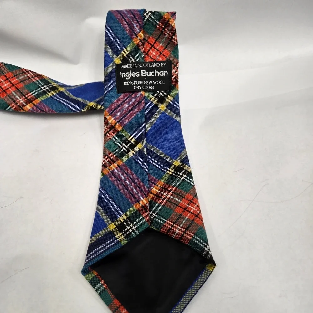 Ingles Buchan Scotland Wool Tartan Plaid Tie Blue Green Red Mens Necktie 56x3.5